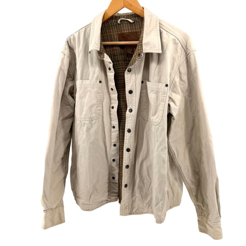 Vintage 90s Reel Legends Tan Plaid Lined 100% Cotton Canvas Utility Chore Jacket